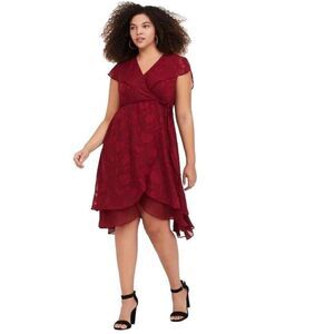Torrid Red Burnout Chiffon Wrap Dress  Women's Size 5X